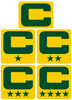 Dual Color Yellow Captain Patch Jersey C Style Football Helmet Decal - Perfect for Adult & Youth Full Size Football Helmets - PICK COLOR