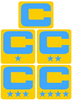 Dual Color Yellow Captain Patch Jersey C Style Football Helmet Decal - Perfect for Adult & Youth Full Size Football Helmets - PICK COLOR