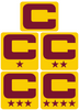 Dual Color Yellow Captain Patch Jersey C Style Football Helmet Decal - Perfect for Adult & Youth Full Size Football Helmets - PICK COLOR