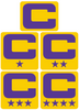 Dual Color Yellow Captain Patch Jersey C Style Football Helmet Decal - Perfect for Adult & Youth Full Size Football Helmets - PICK COLOR