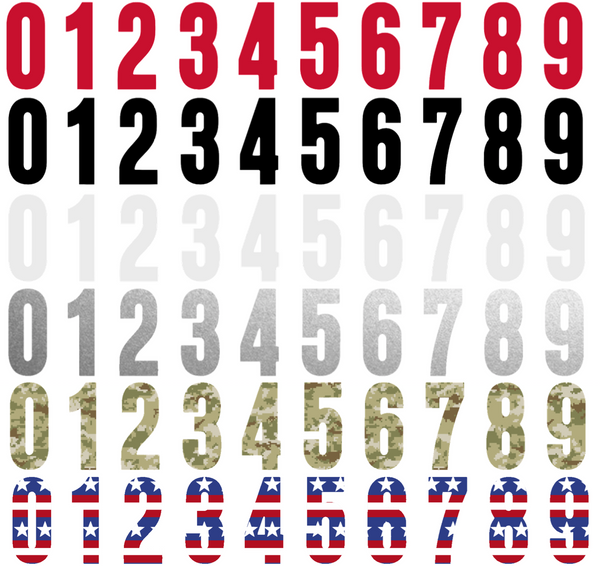 Carolina Hurricanes Helmet Jersey Style Vinyl Number Decal Sheet Set of 50 #0-9 - Pick Color & Size