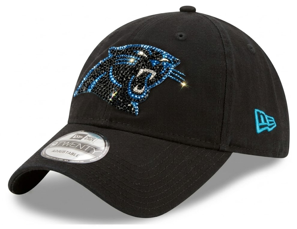 Carolina Panthers Swarovski Crystal Bling Womens Black New Era Adjustable Hat