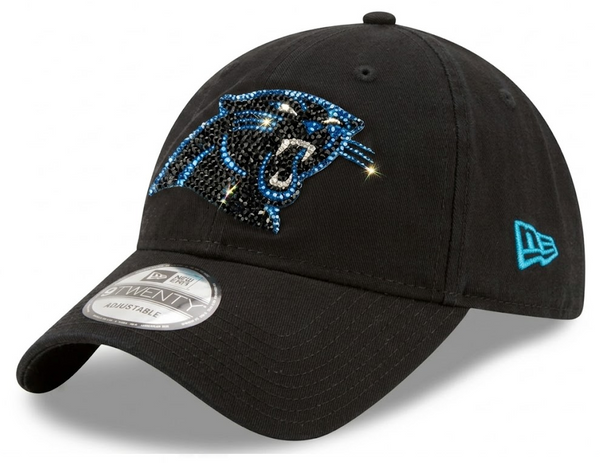 Carolina Panthers Swarovski Crystal Bling Womens Black New Era Adjustable Hat