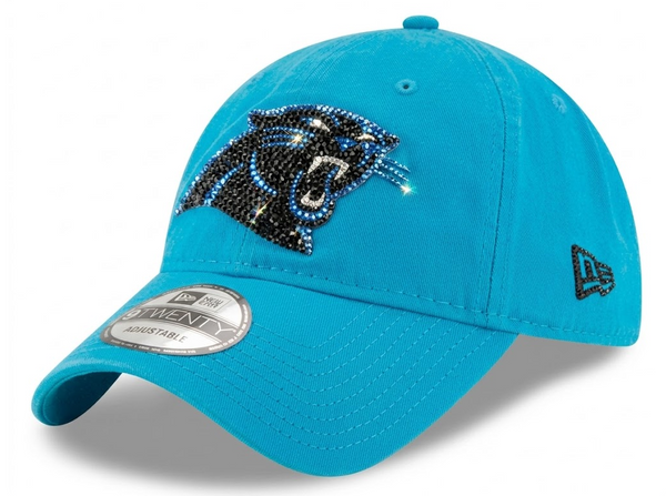 Carolina Panthers Swarovski Crystal Bling Womens Light Blue New Era Adjustable Hat