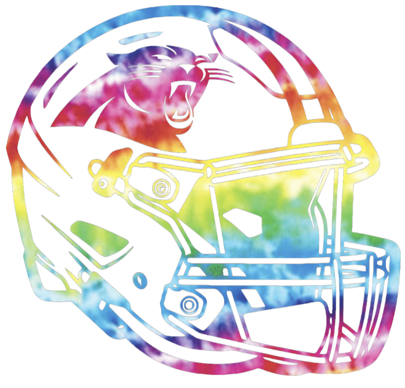 Carolina Panthers Crucial Catch Cancer Football Helmet Tie Dye Vinyl Decal PICK SIZE