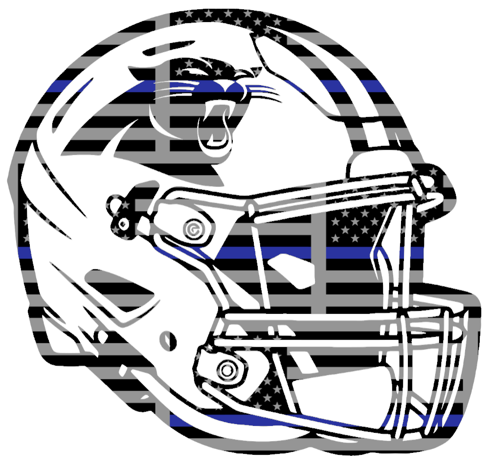 Carolina Panthers Football Helmet Thin Blue Line American Flag Premium DieCut Vinyl Decal PICK SIZE