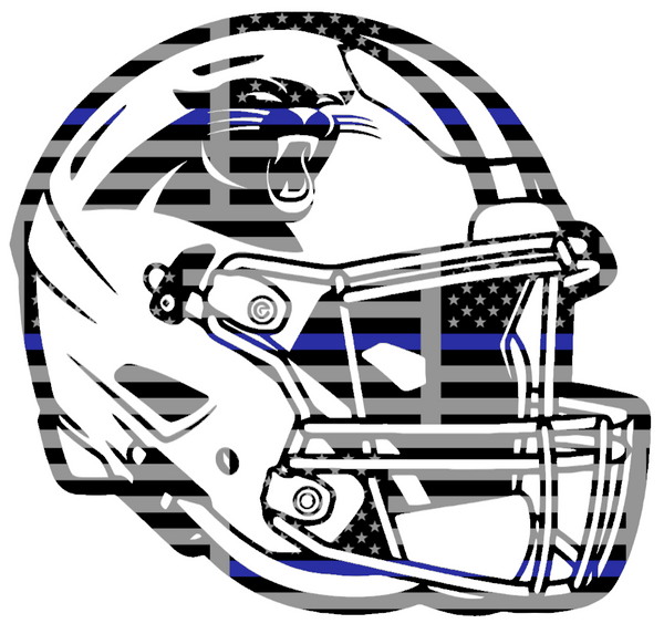 Carolina Panthers Football Helmet Thin Blue Line American Flag Premium DieCut Vinyl Decal PICK SIZE