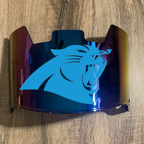 Carolina Panthers Full Size Football Helmet Visor Shield Blue Iridium Mirror w/ Clips - PICK LOGO COLOR