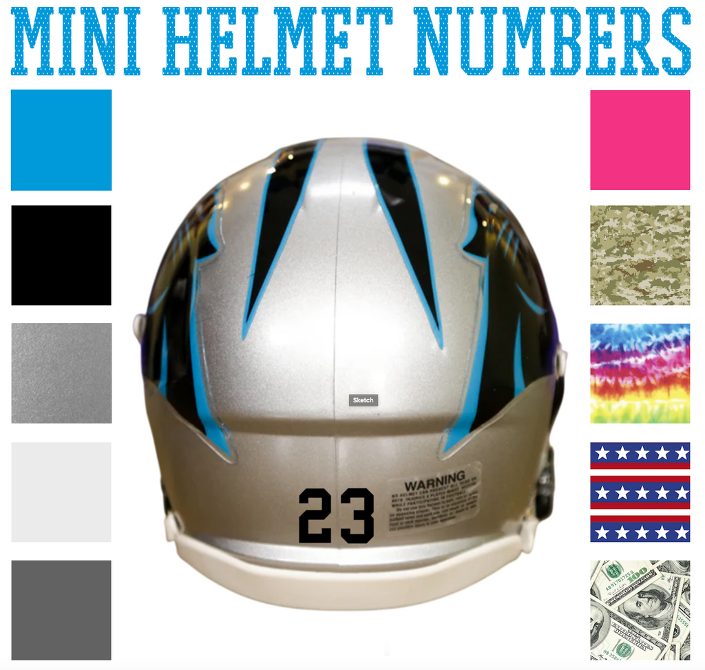 Carolina Panthers Jersey Style Vinyl Number Decal Sheet Set of 50 #0-9 - Pick Color & Size