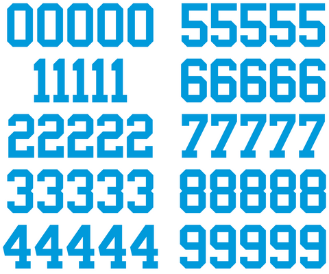 Carolina Panthers Jersey Style Vinyl Number Decal Sheet Set of 50 #0-9 - Pick Color & Size