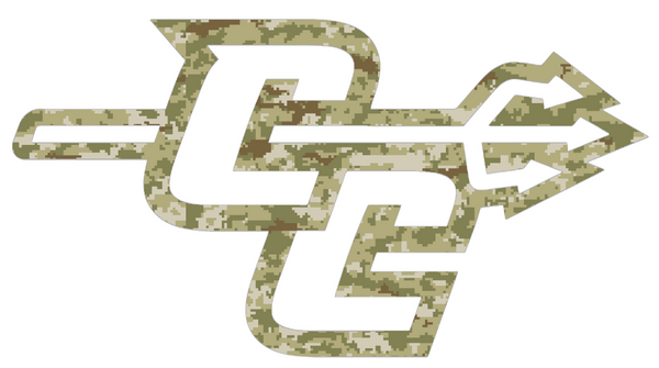 Central Connecticut Blue Devils CC Logo Salute to Service Camouflage Camo Vinyl Decal PICK SIZE