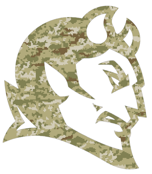 Central Connecticut Blue Devils Team Logo Salute to Service Camouflage Camo Vinyl Decal PICK SIZE