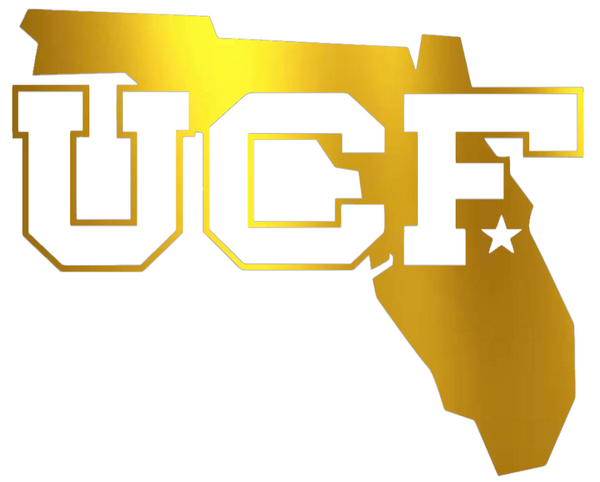 UCF Central Florida Knights GOLD CHROME MIRROR Alternate Logo Premium DieCut Vinyl Decal PICK SIZE