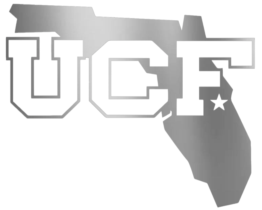 UCF Central Florida Knights SILVER CHROME MIRROR Alternate Logo Premium DieCut Vinyl Decal PICK SIZE
