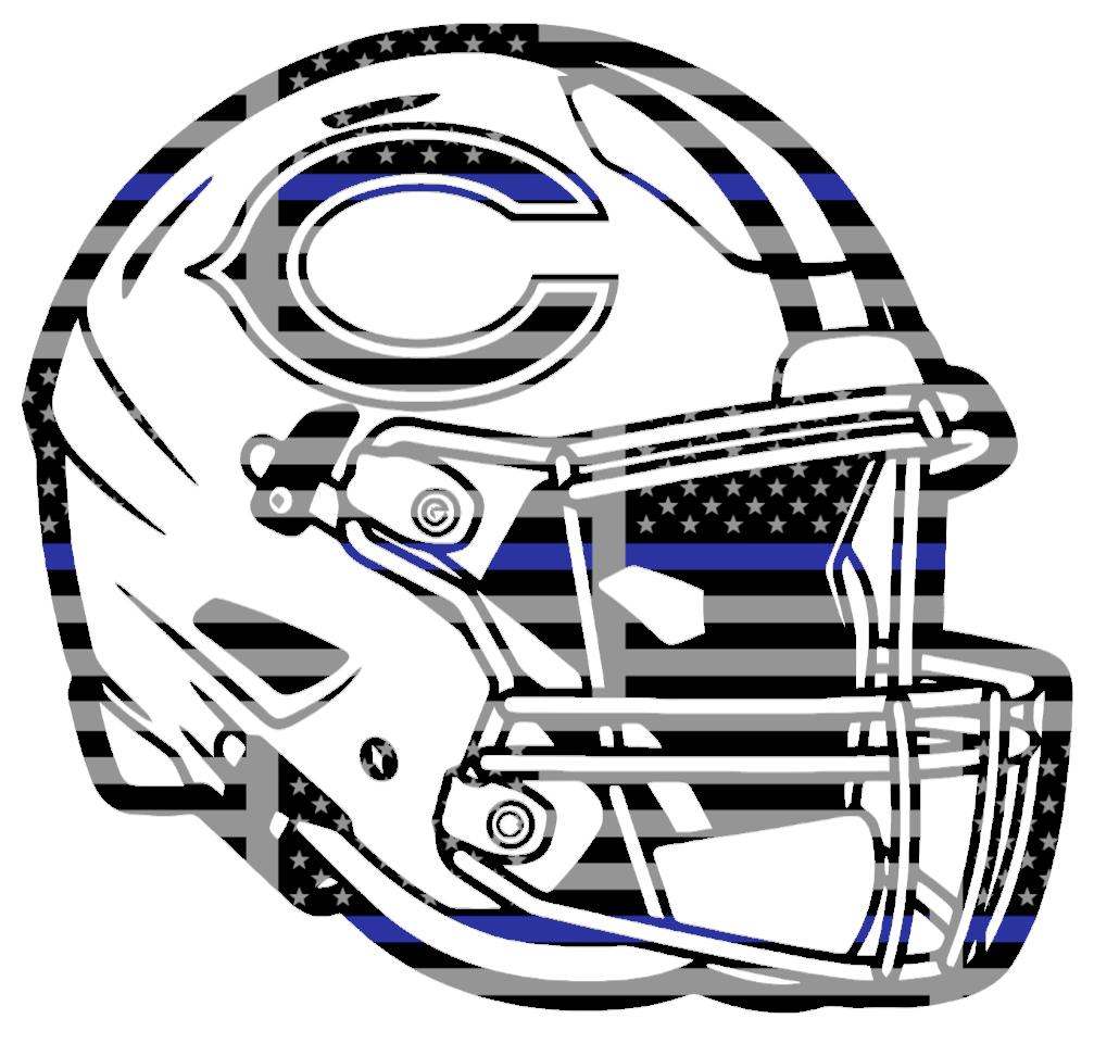 Chicago Bears Football Helmet Thin Blue Line American Flag Premium DieCut Vinyl Decal PICK SIZE