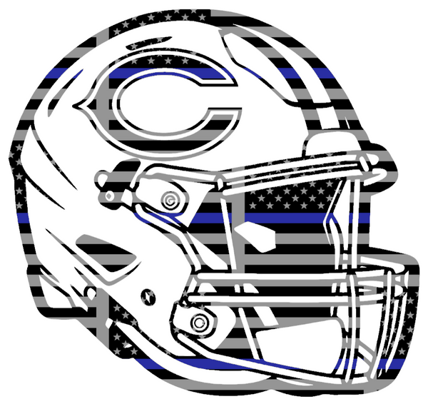 Chicago Bears Football Helmet Thin Blue Line American Flag Premium DieCut Vinyl Decal PICK SIZE