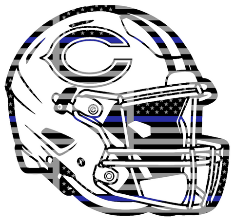 Chicago Bears Football Helmet Thin Blue Line American Flag Premium DieCut Vinyl Decal PICK SIZE