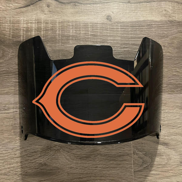 Chicago Bears Full Size Football Helmet Visor Shield Black Dark Tint w/ Clips - PICK LOGO COLOR