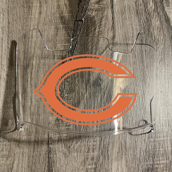 Chicago Bears Full Size Football Helmet Visor Shield Clear w/ Clips - PICK LOGO COLOR