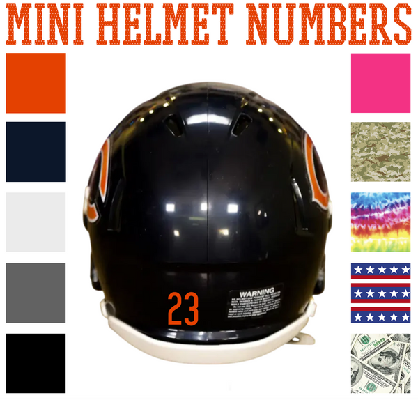Chicago Bears Jersey Style Vinyl Number Decal Sheet Set of 50 #0-9 - Pick Color & Size