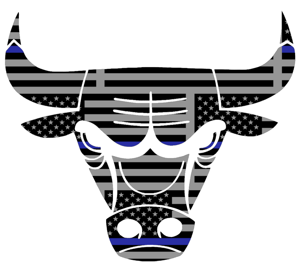 Chicago Bulls Team Logo Thin Blue Line American Flag Premium DieCut Vinyl Decal PICK SIZE