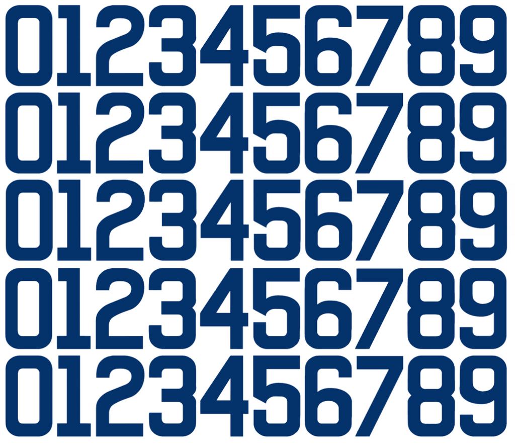 Chicago Cubs Baseball Helmet Jersey Style Vinyl Number Decal Sheet Set of 50 #0-9 - Pick Color & Size