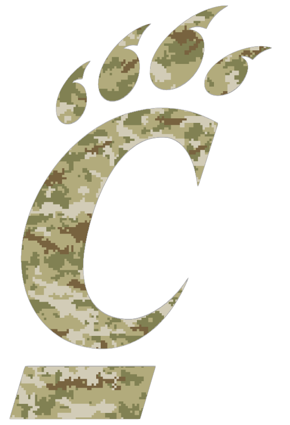 Cincinnati Bearcats Team Logo Salute to Service Camouflage Camo Vinyl Decal PICK SIZE