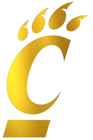 Cincinnati Bearcats GOLD CHROME MIRROR Team Logo Premium DieCut Vinyl Decal PICK SIZE