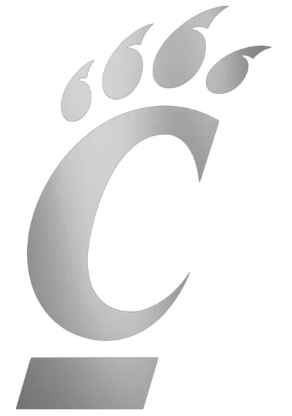 Cincinnati Bearcats SILVER CHROME MIRROR Team Logo Premium DieCut Vinyl Decal PICK SIZE