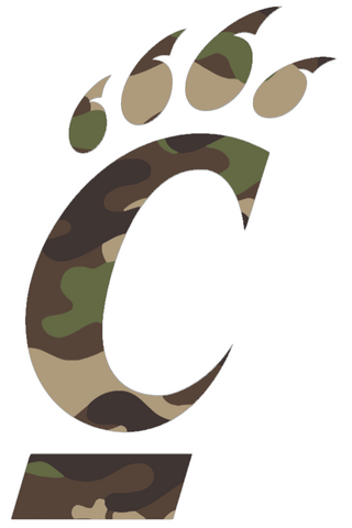Cincinnati Bearcats Woodland Camo Camouflage Team Logo Premium DieCut Vinyl Decal PICK SIZE