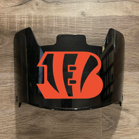 Cincinnati Bengals Full Size Football Helmet Visor Shield Black Dark Tint w/ Clips - PICK LOGO COLOR