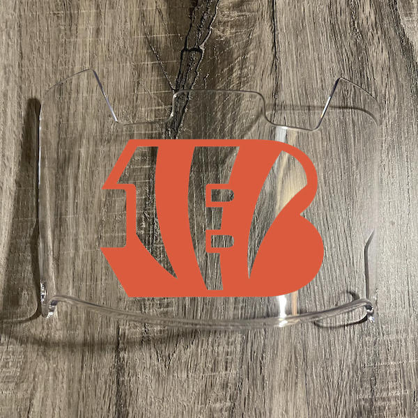 Cincinnati Bengals Full Size Football Helmet Visor Shield Clear w/ Clips - PICK LOGO COLOR