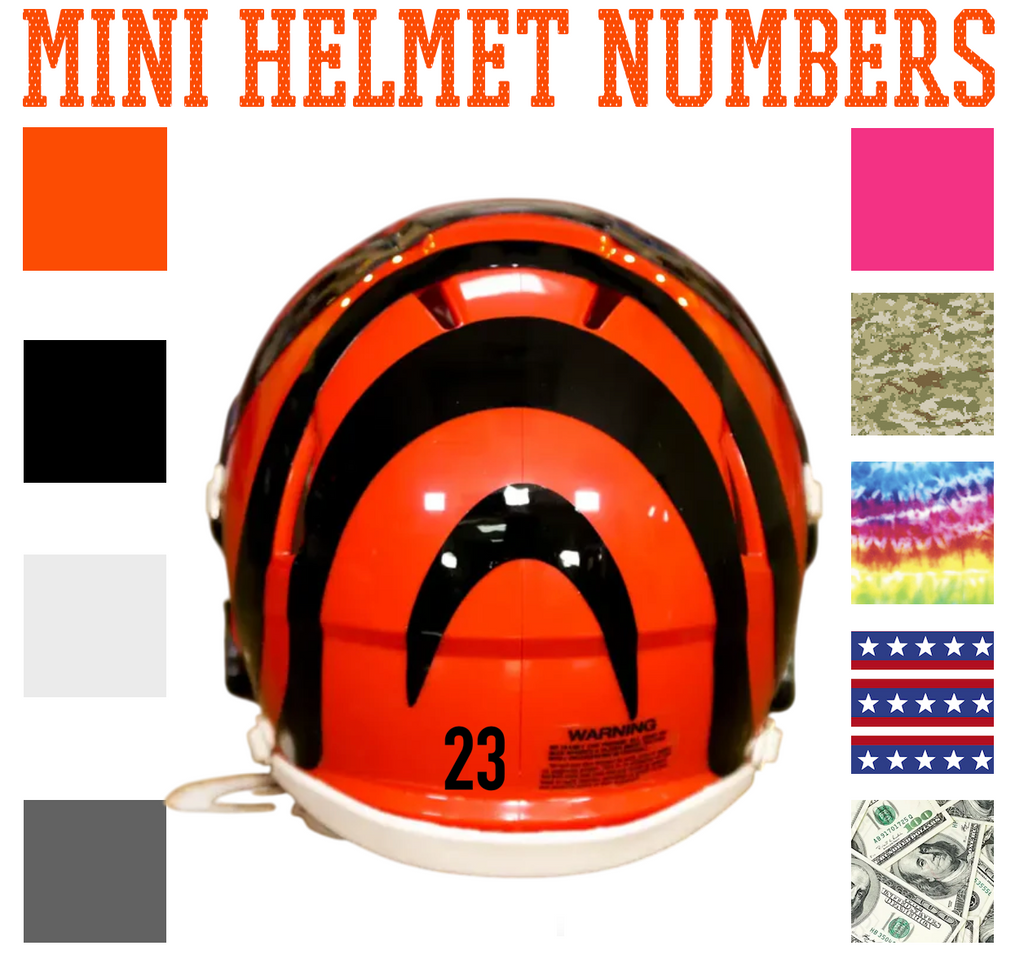 Cincinnati Bengals Jersey Style Vinyl Number Decal Sheet Set of 50 #0-9 - Pick Color & Size