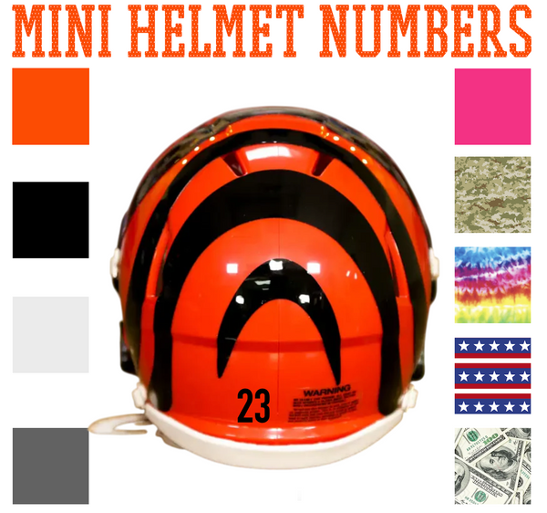 Cincinnati Bengals Jersey Style Vinyl Number Decal Sheet Set of 50 #0-9 - Pick Color & Size