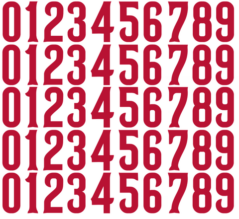 Cincinnati Reds Baseball Helmet Jersey Style Vinyl Number Decal Sheet Set of 50 #0-9 - Pick Color & Size