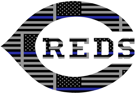 Cincinnati Reds Thin Blue Line Team Logo American Flag Premium DieCut Vinyl Decal PICK SIZE