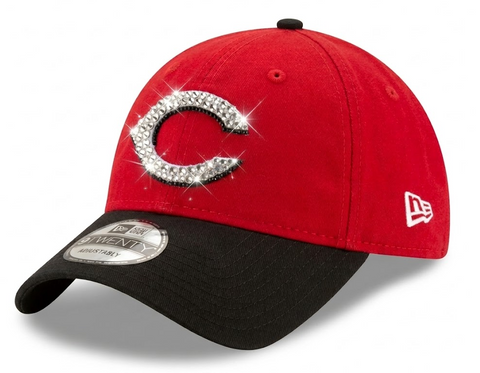 Cincinnati Reds Swarovski Crystal Bling Womens Red & Black New Era Adjustable Hat