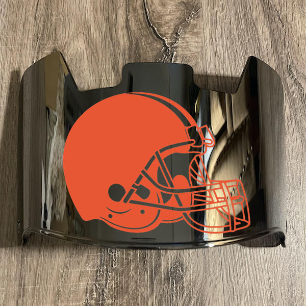 Cleveland Browns Full Size Football Helmet Visor Shield Silver Chrome Mirror w/ Clips - PICK LOGO COLOR