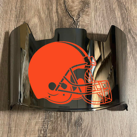 Cleveland Browns Full Size Football Helmet Visor Shield Silver Chrome Mirror w/ Clips - PICK LOGO COLOR