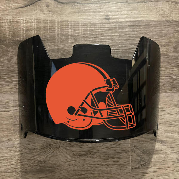 Cleveland Browns Full Size Football Helmet Visor Shield Black Dark Tint w/ Clips - PICK LOGO COLOR
