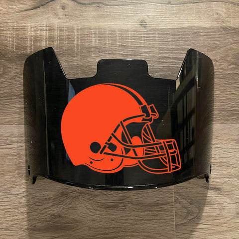 Cleveland Browns Full Size Football Helmet Visor Shield Black Dark Tint w/ Clips - PICK LOGO COLOR