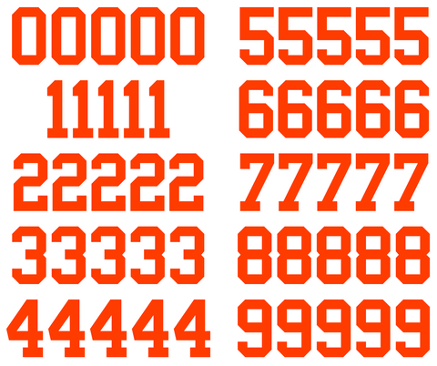 Cleveland Browns Jersey Style Vinyl Number Decal Sheet Set of 50 #0-9 - Pick Color & Size