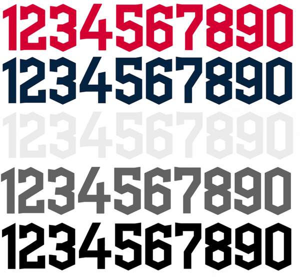 Cleveland Guardians Baseball Helmet Jersey Style Vinyl Number Decal Sheet Set of 50 #0-9 - Pick Color & Size