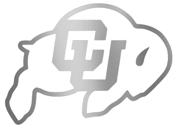 Colorado Buffaloes SILVER CHROME MIRROR Team Logo Premium DieCut Vinyl Decal PICK SIZE
