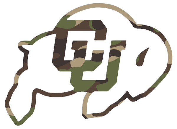 Colorado Buffaloes Woodland Camo Camouflage Team Logo Premium DieCut Vinyl Decal PICK SIZE