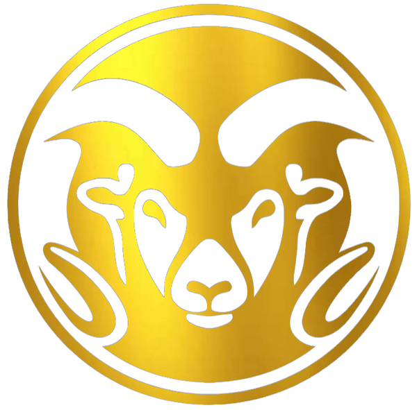 Colorado State Rams GOLD CHROME MIRROR Team Logo Premium DieCut Vinyl Decal PICK SIZE