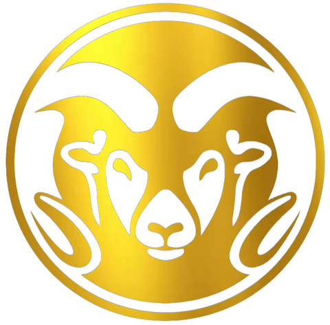 Colorado State Rams GOLD CHROME MIRROR Team Logo Premium DieCut Vinyl Decal PICK SIZE