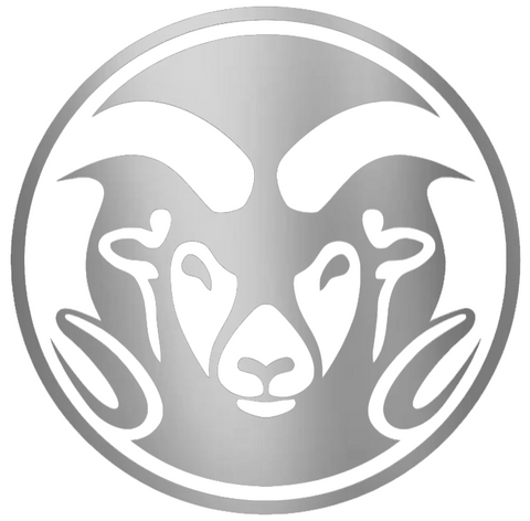 Colorado State Rams SILVER CHROME MIRROR Team Logo Premium DieCut Vinyl Decal PICK SIZE