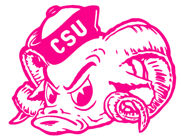 Colorado State Rams Hot Pink Retro Throwback Logo Premium DieCut Vinyl Decal PICK SIZE
