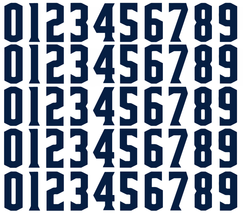 Columbus Blue Jackets Helmet Jersey Style Vinyl Number Decal Sheet Set of 50 #0-9 - Pick Color & Size